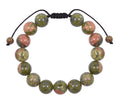 Unakite Stone Braided Shamballa Bracelet B4110-12MM