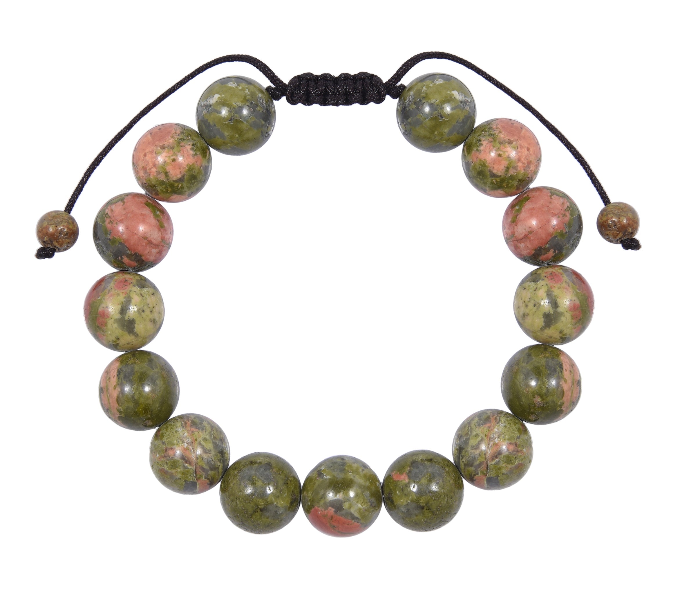 Unakite Stone Braided Shamballa Bracelet B4110-12MM