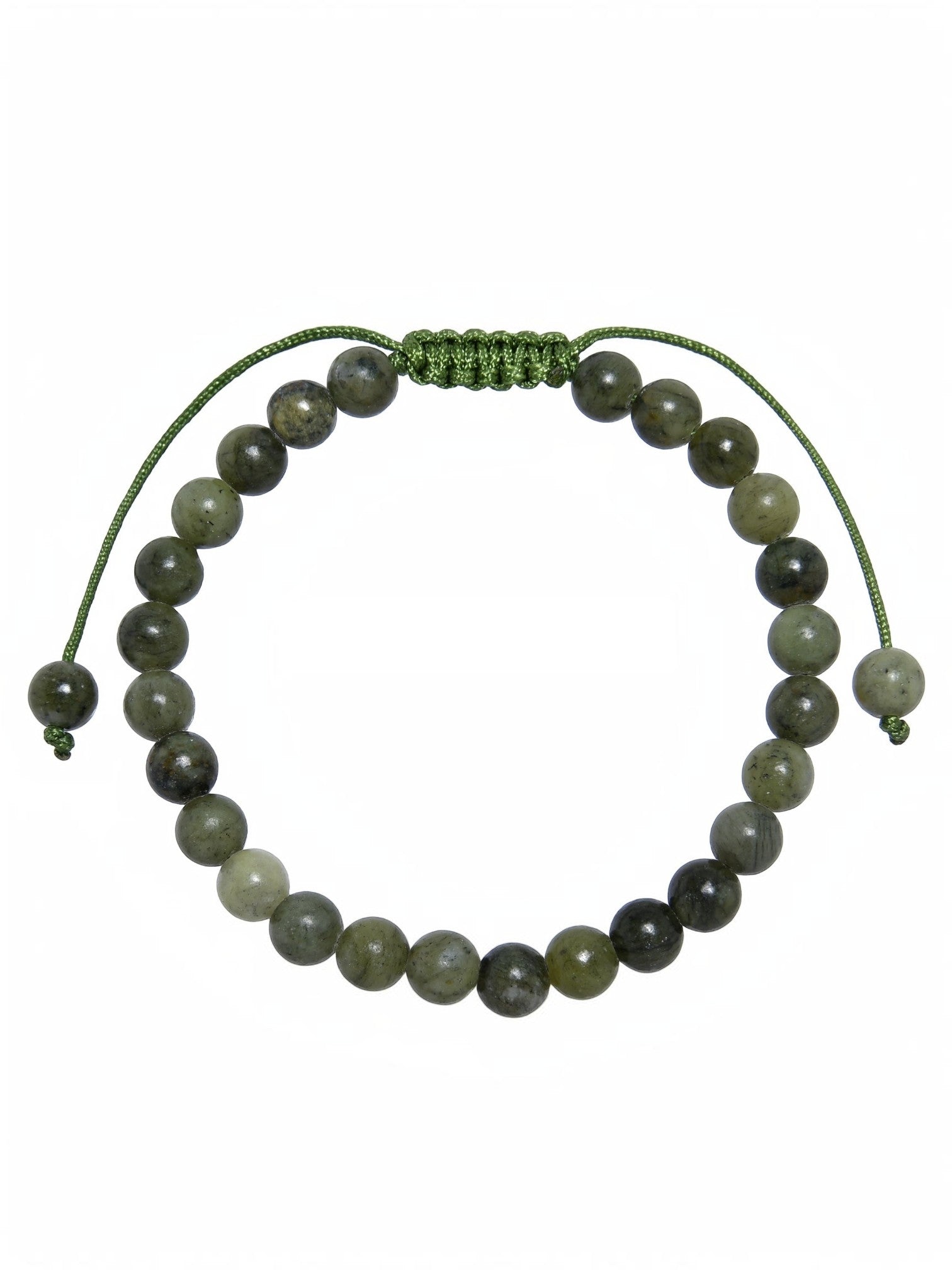 Olive Jade Stone Braided Shamballa Bracelet B4113-6MM