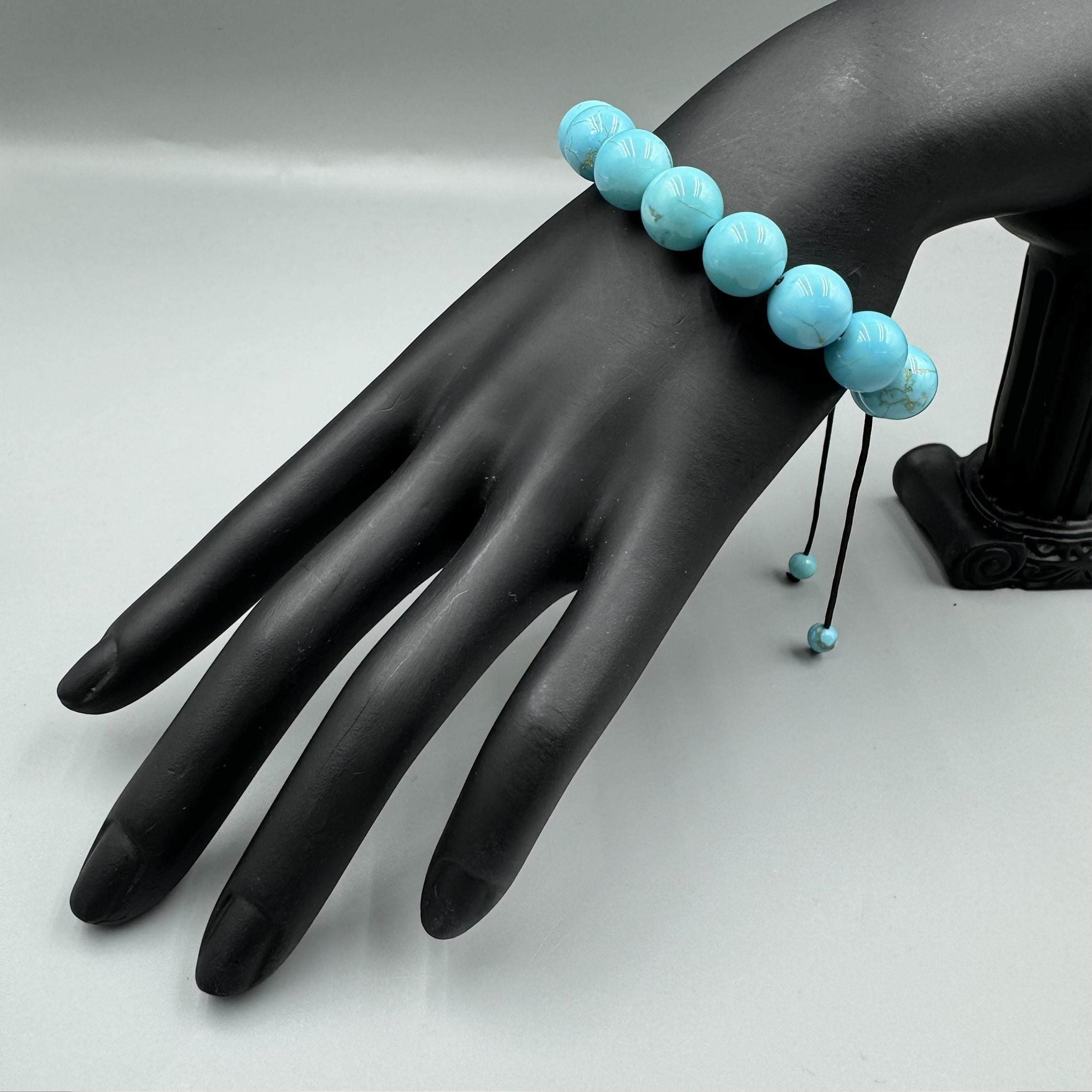Cracked Turquoise Stone Braided Shamballa Bracelet B4117-12MM