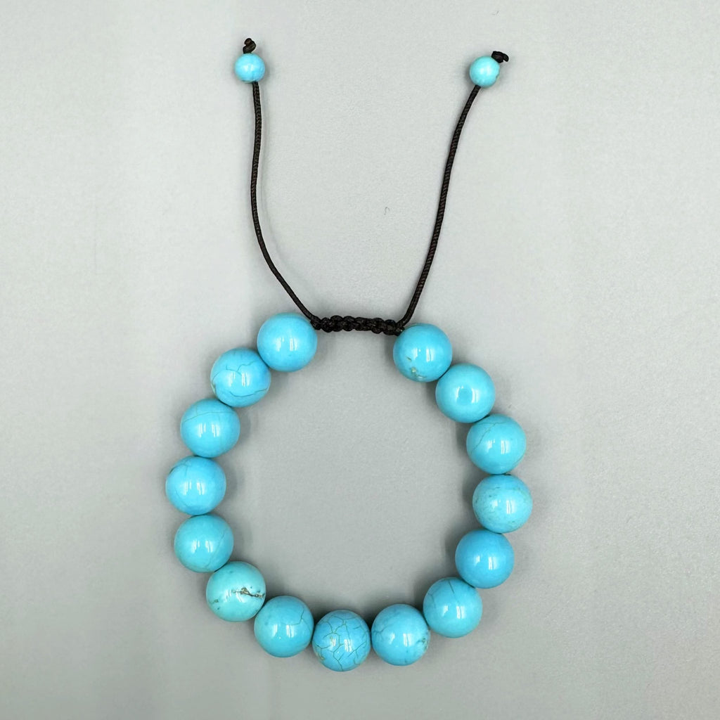 Cracked Turquoise Stone Braided Shamballa Bracelet B4117-12MM