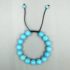 Cracked Turquoise Stone Braided Shamballa Bracelet B4117-12MM