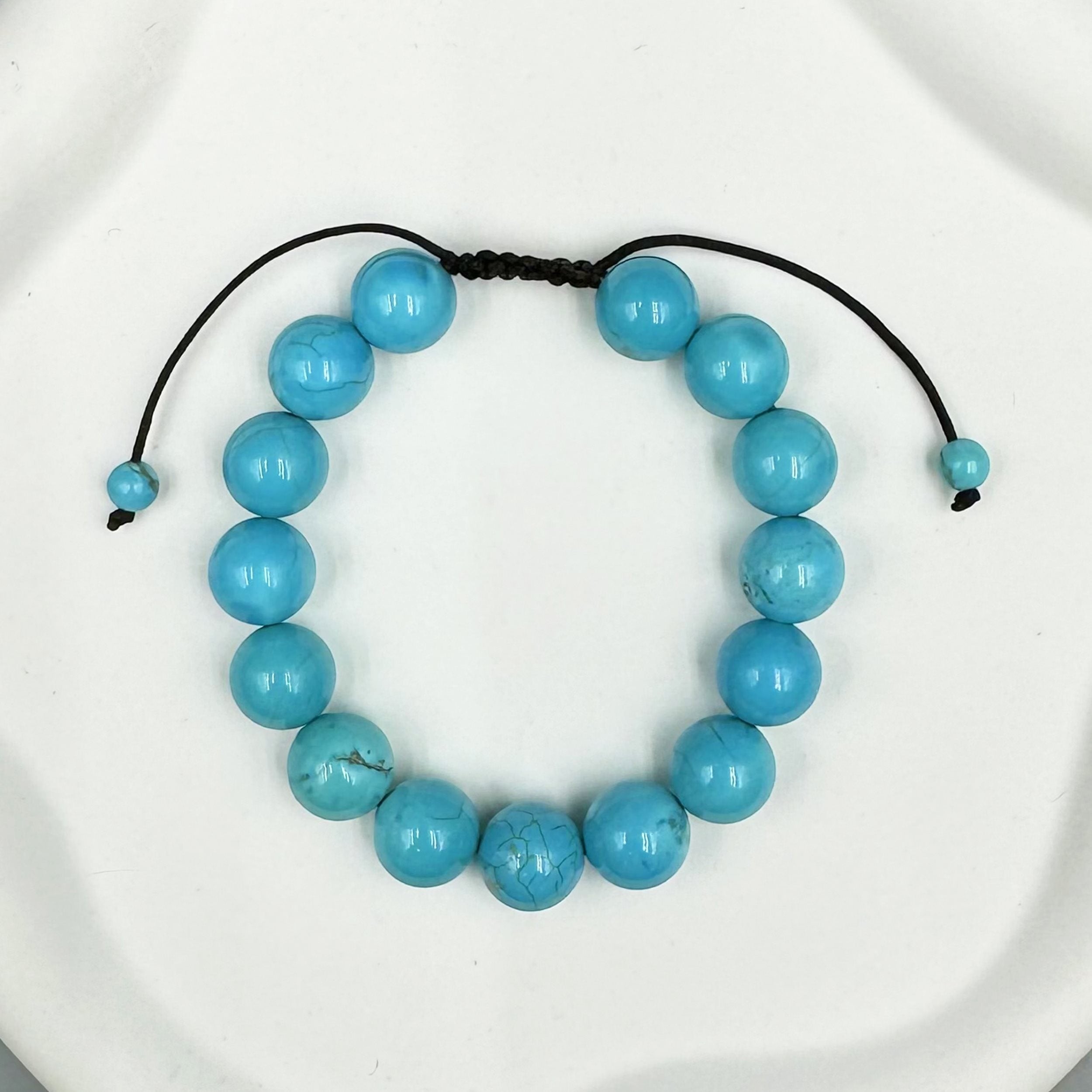 Cracked Turquoise Stone Braided Shamballa Bracelet B4117-12MM