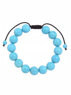Cracked Turquoise Stone Braided Shamballa Bracelet B4117-12MM
