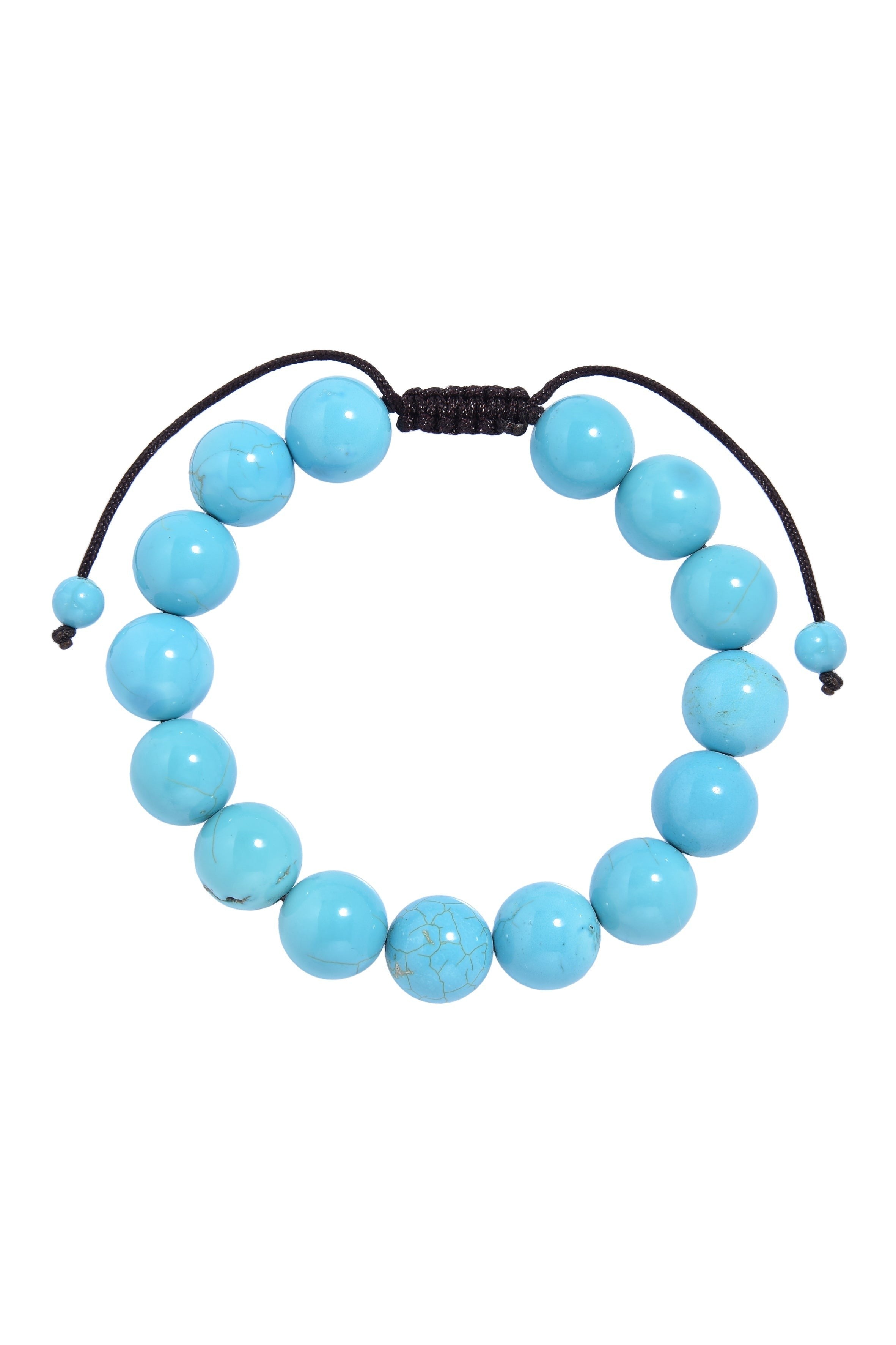 Cracked Turquoise Stone Braided Shamballa Bracelet B4117-12MM