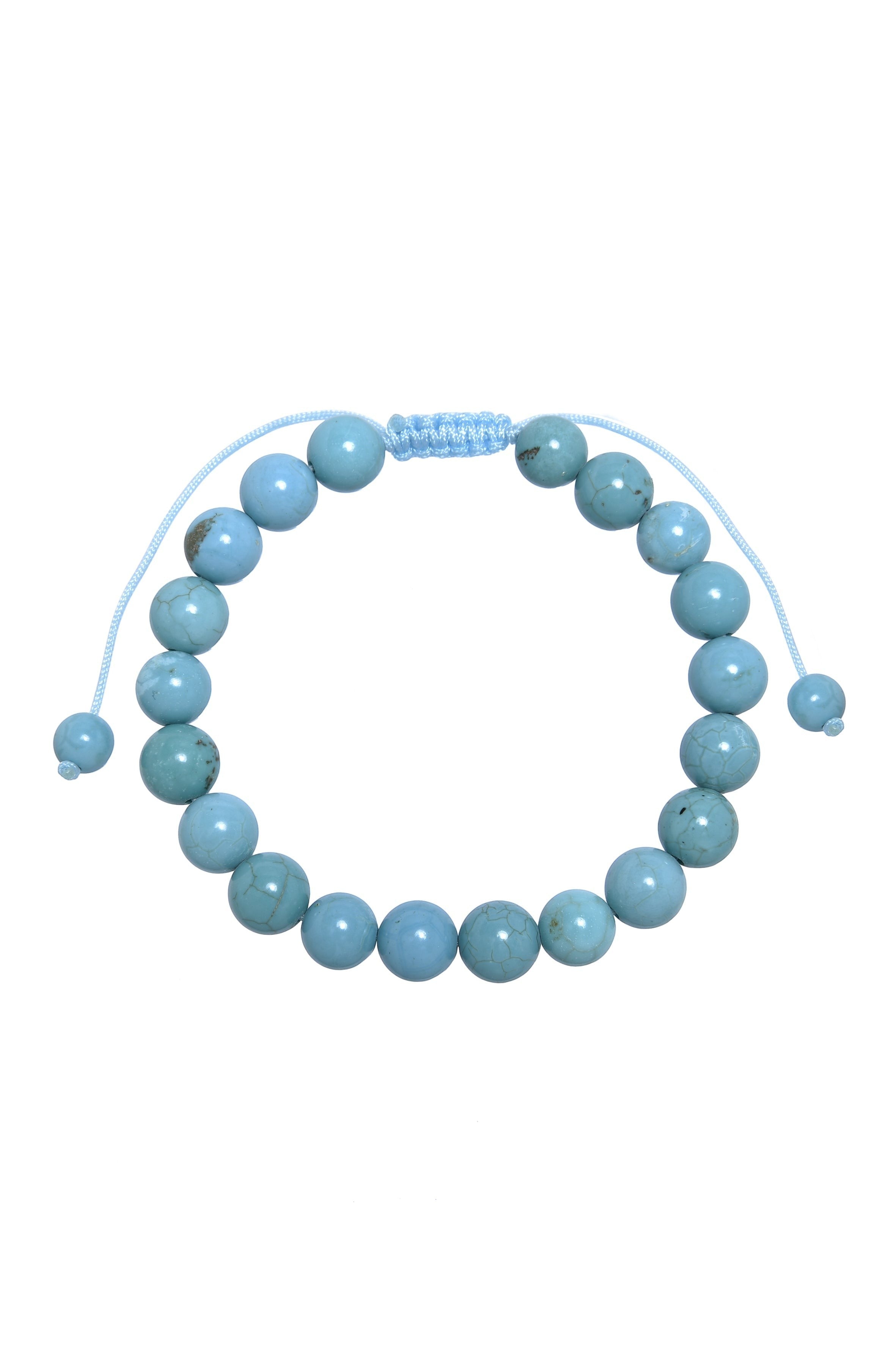 Cracked Turquoise Stone Braided Shamballa Bracelet B4117-12MM