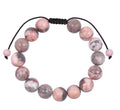 Rhodonite Stone Braided Shamballa Bracelet B4118-12MM