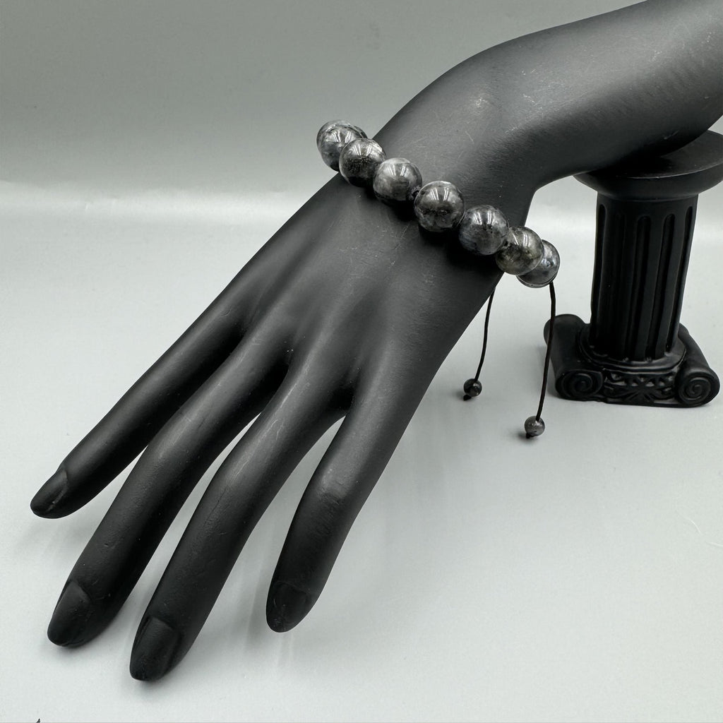 Black Labradorite Stone Braided Bracelet B4120-12MM