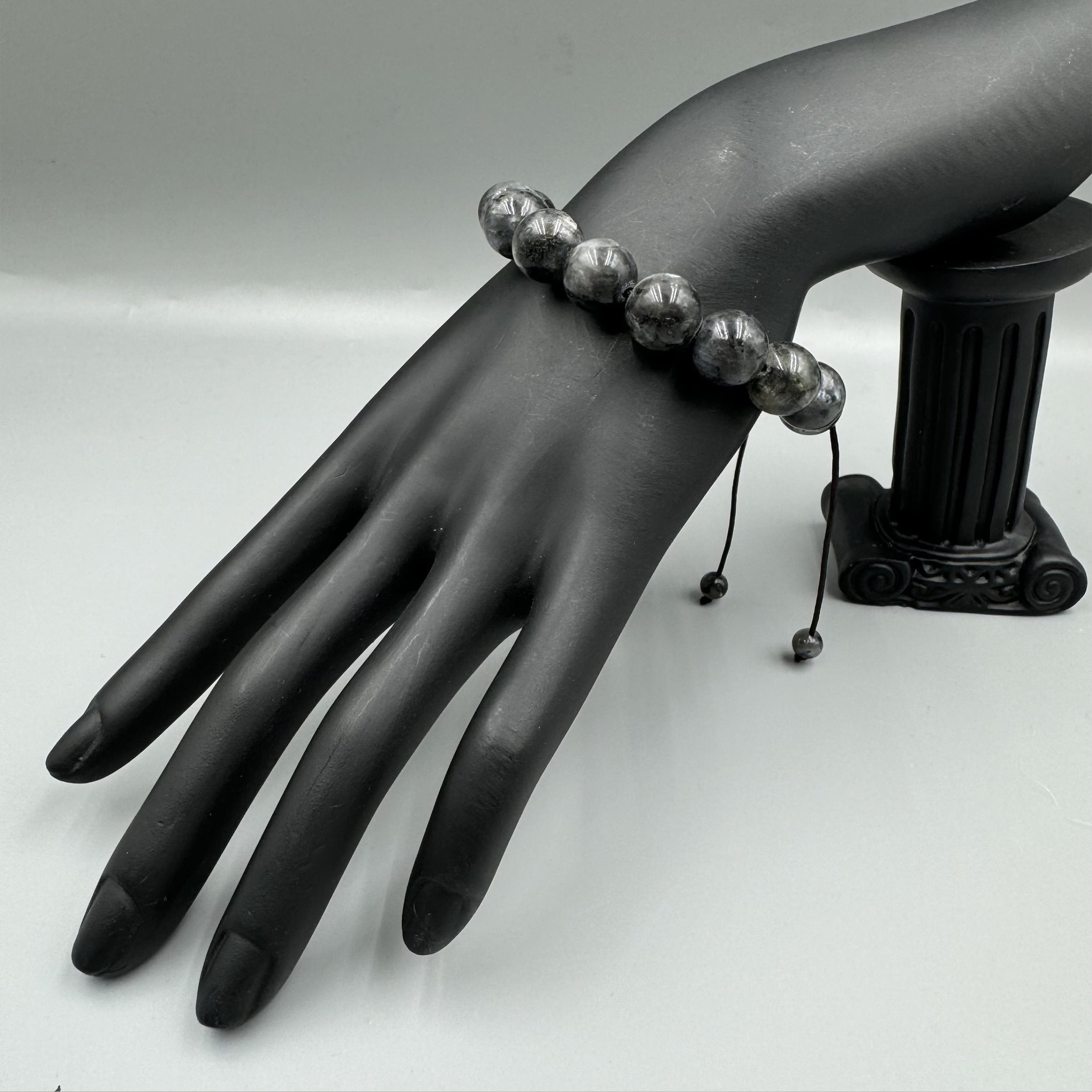 Black Labradorite Stone Braided Bracelet B4120-12MM