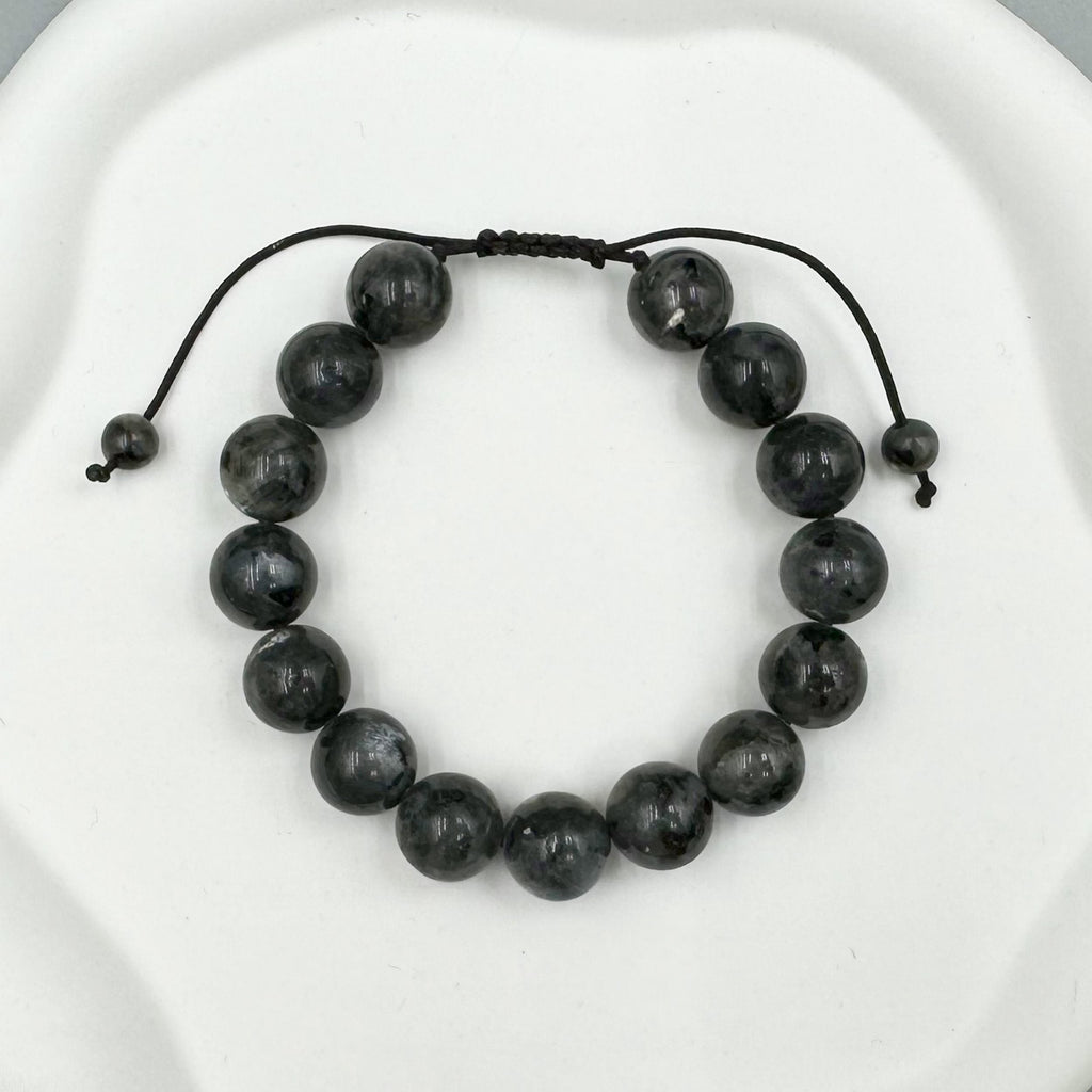 Black Labradorite Stone Braided Bracelet B4120-12MM
