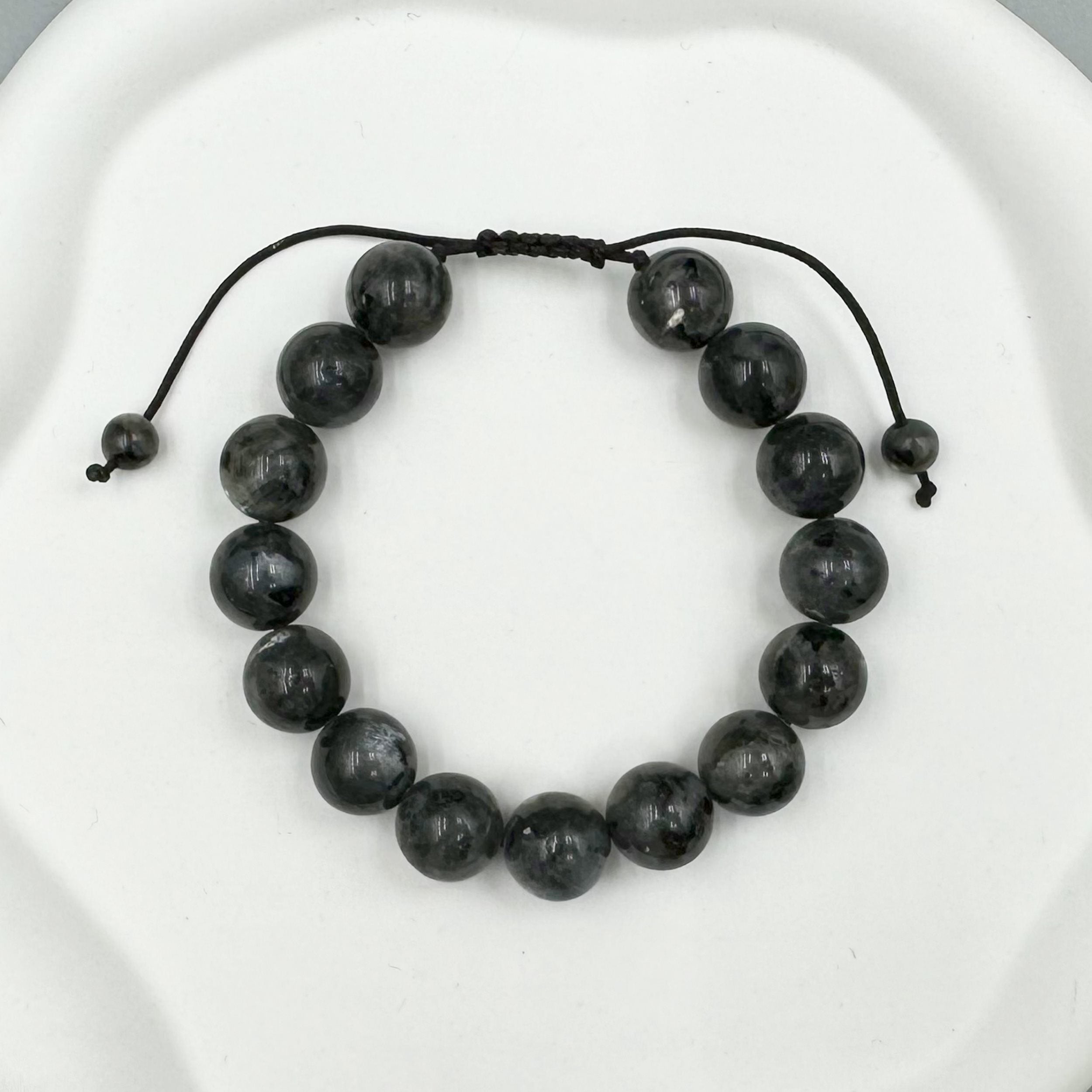 Black Labradorite Stone Braided Bracelet B4120-12MM
