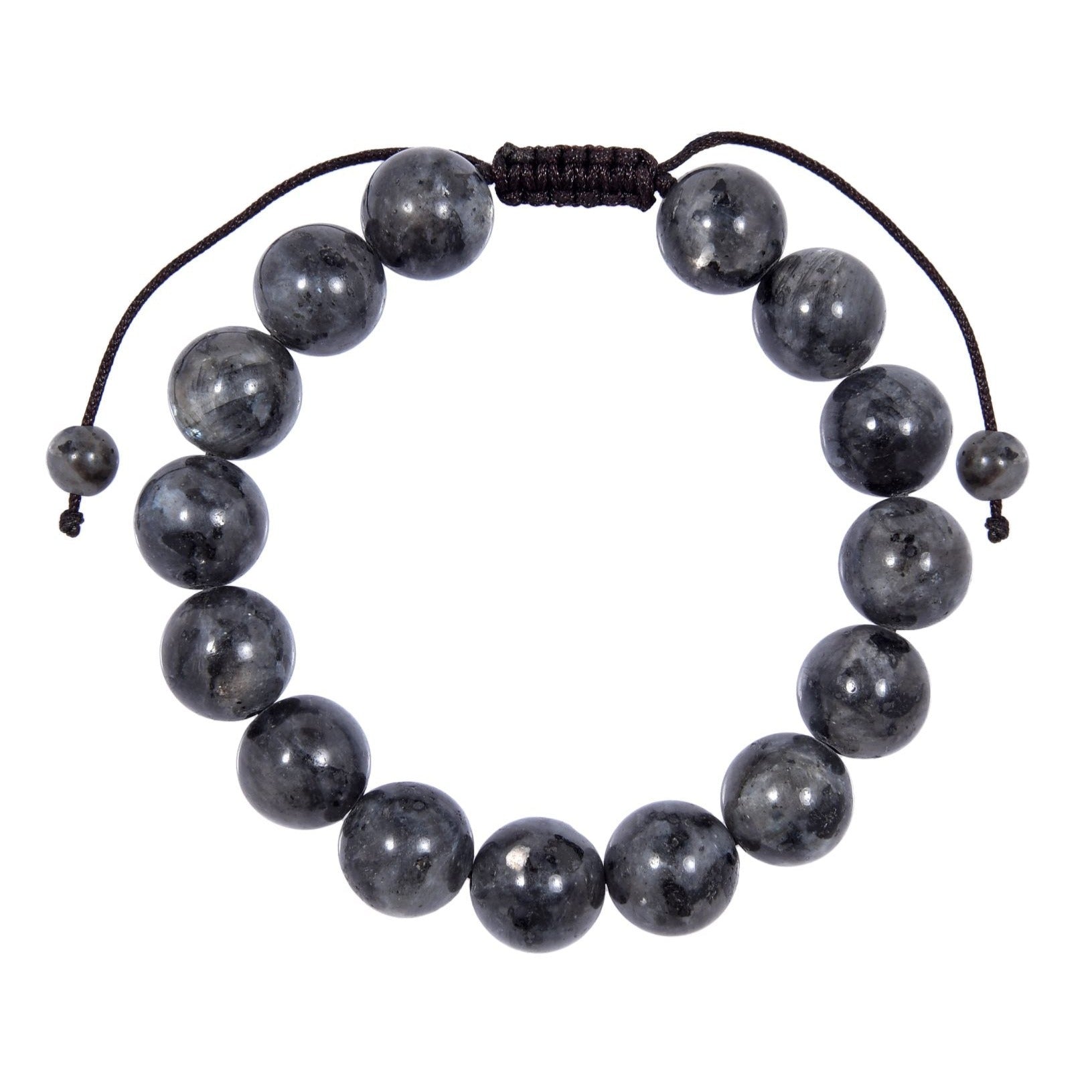 Black Labradorite Stone Braided Bracelet B4120-12MM