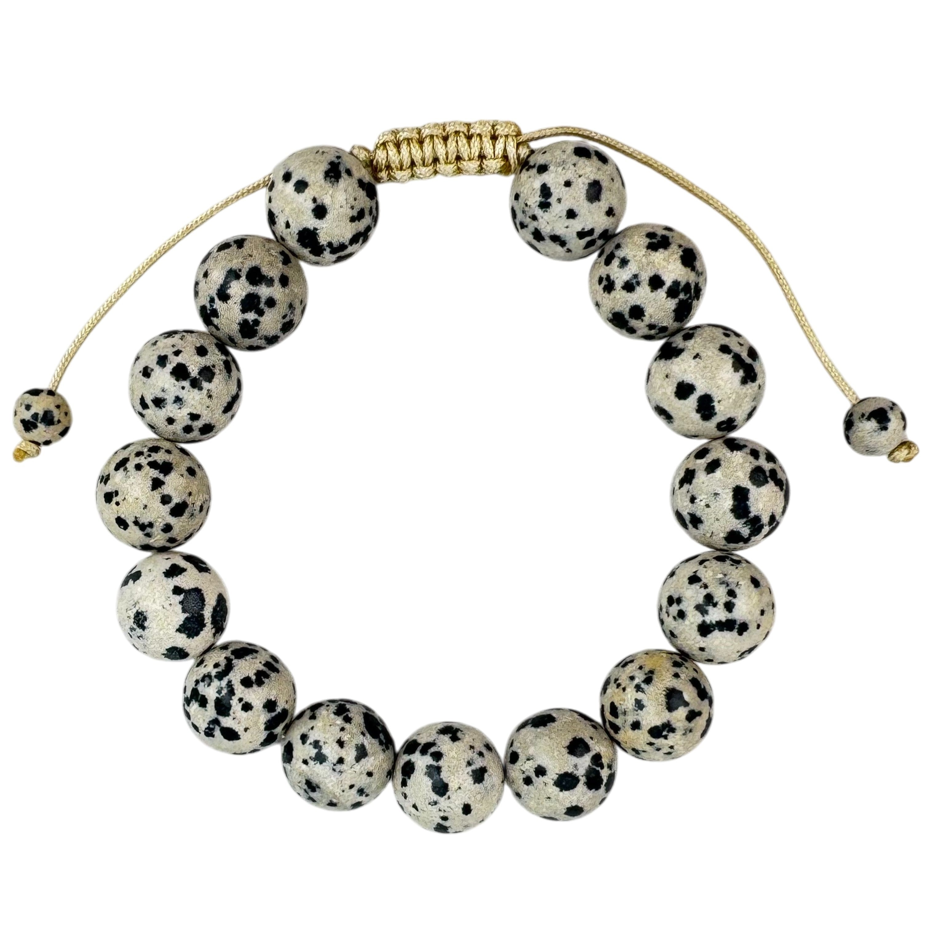 Dalmatian Jasper Braided Shamballa Bracelet B4121-12MM