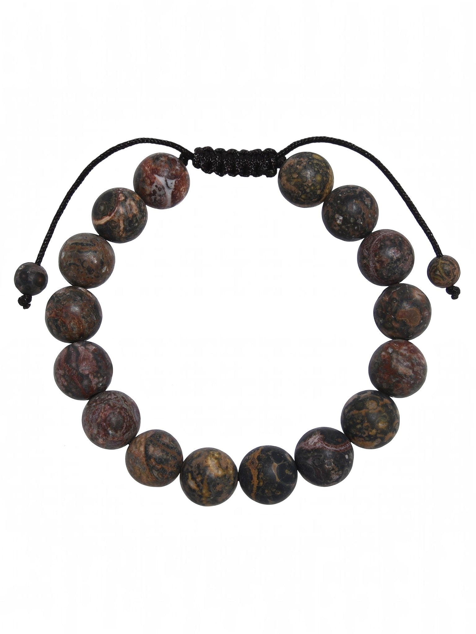 Red Leopard Skin-Matte Stone Braided Shamballa Bracelet B4125-10MM