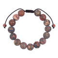 Red Leopard Skin-Matte Stone Braided Shamballa Bracelet B4125-12MM