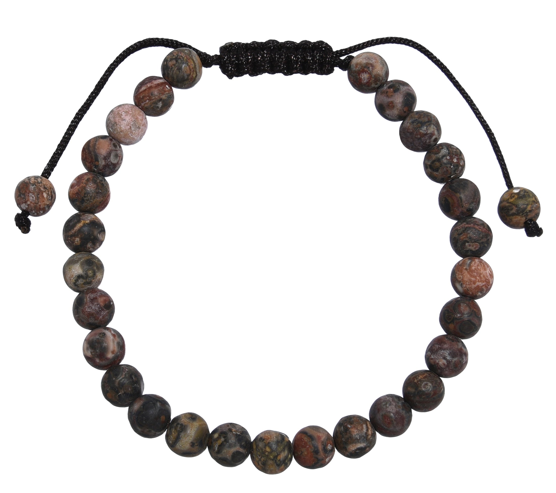 Red Leopard Skin-Matte Stone Braided Shamballa Bracelet B4125-6MM