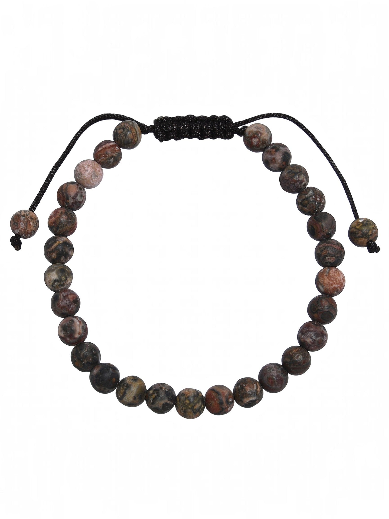 Red Leopard Skin-Matte Stone Braided Shamballa Bracelet B4125-6MM