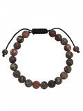 Red Leopard Skin-Matte Stone Braided Shamballa Bracelet B4125-8MM
