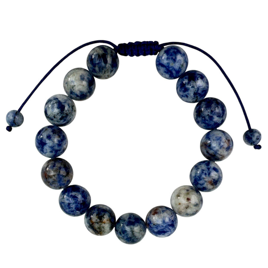 Blue Spot Jasper Stone Braided Shamballa Bracelet B4128-12MM