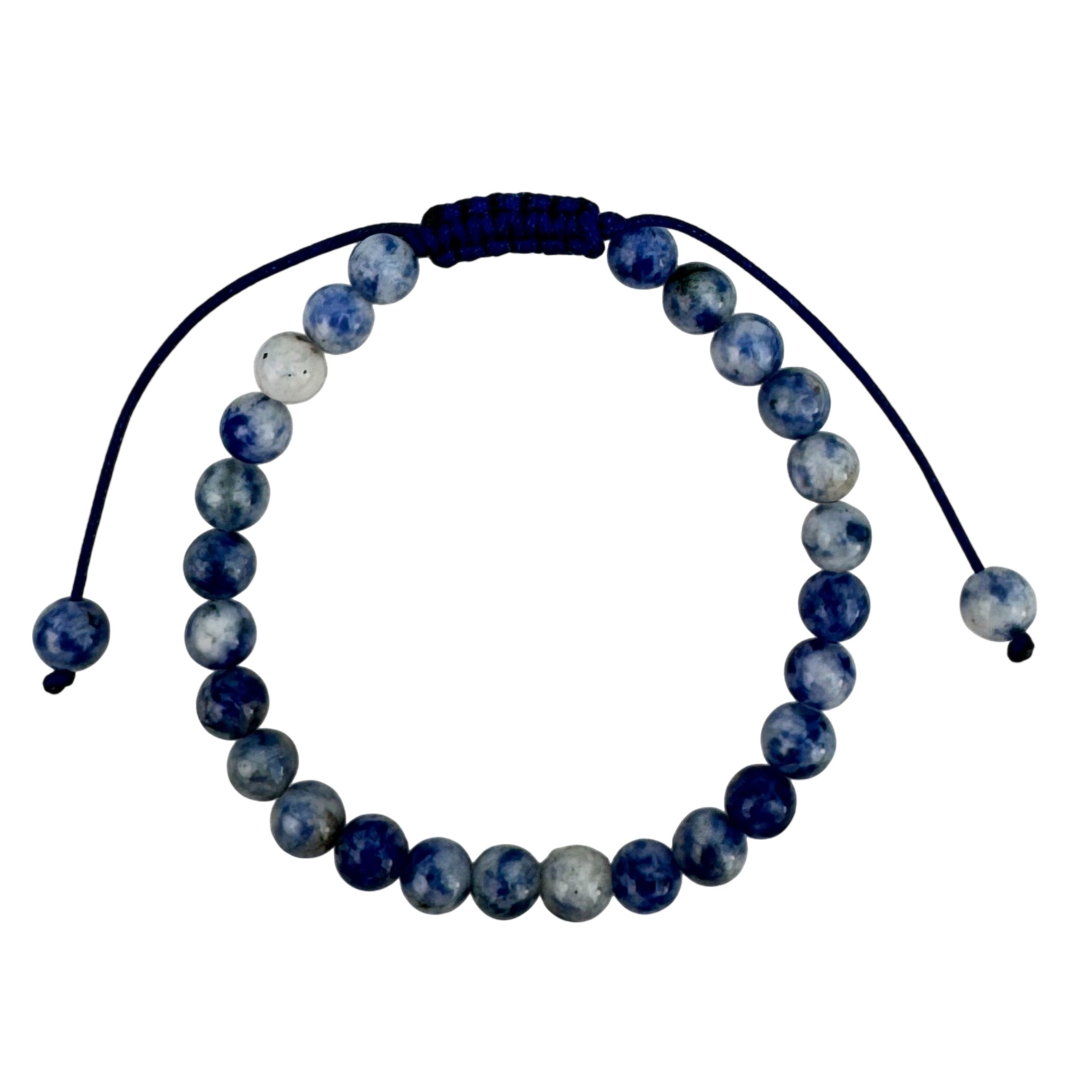 Bluespot Jasper Stone Braided Shamballa Bracelet B4128-6MM