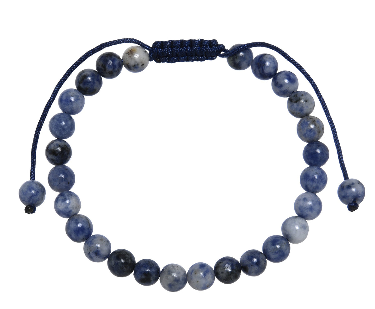 Blue Spot Jasper Stone Braided Shamballa Bracelet B4128-6MM - view 2