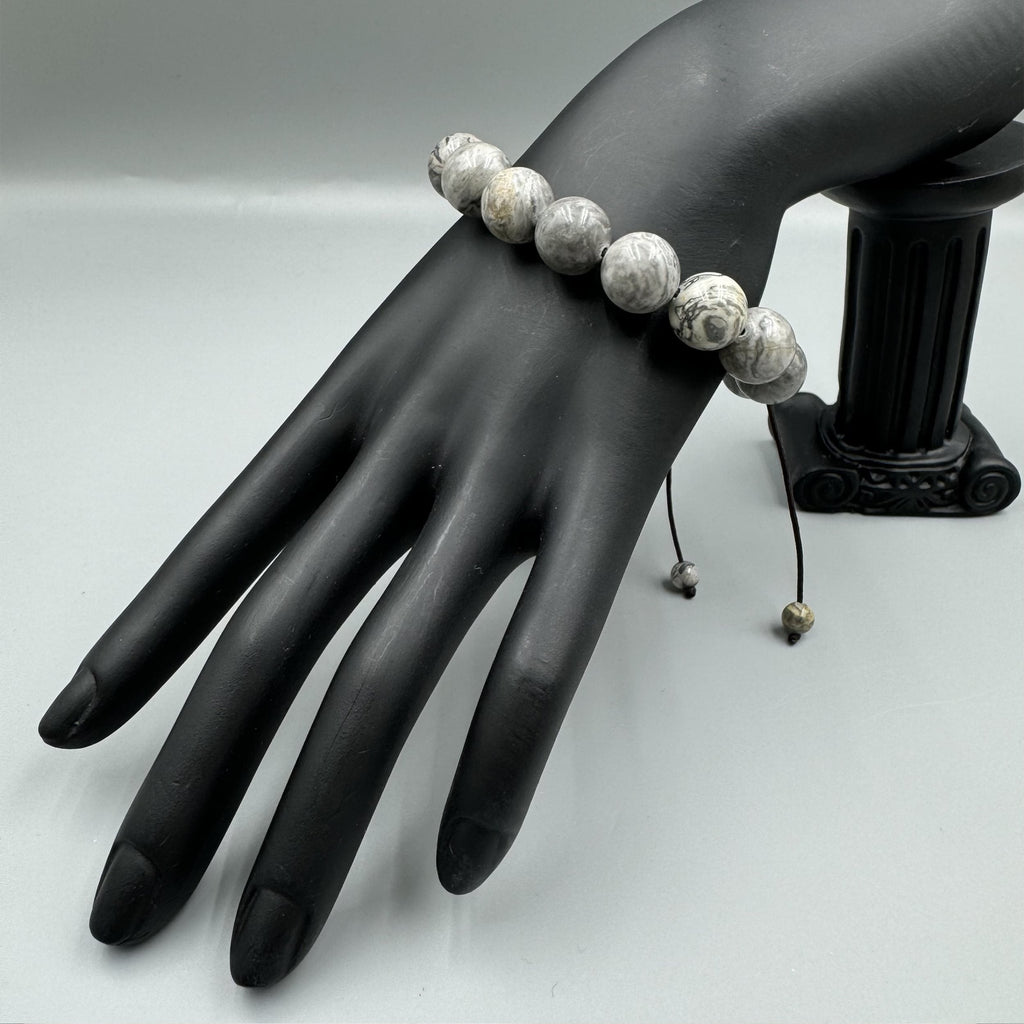 Atlas Jasper Stone Braided Bracelet B4129-12MM
