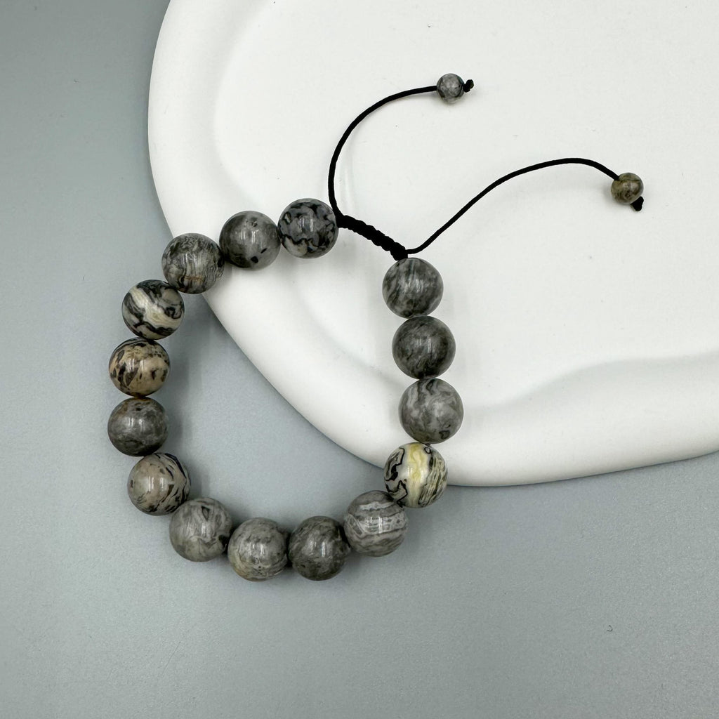 Atlas Jasper Stone Braided Bracelet B4129-12MM