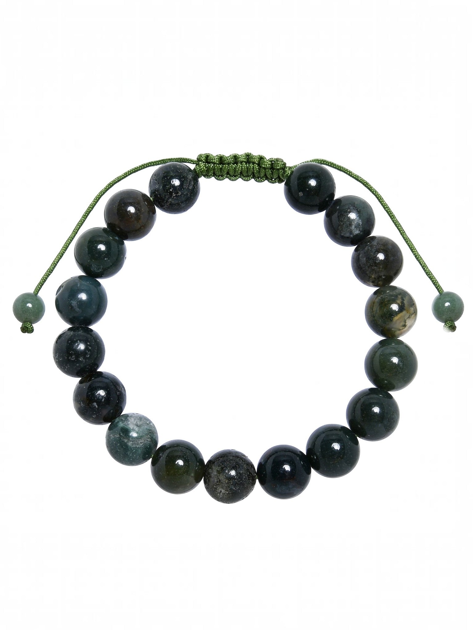 Moss Agate Stone Braided Bracelet B4131-10MM
