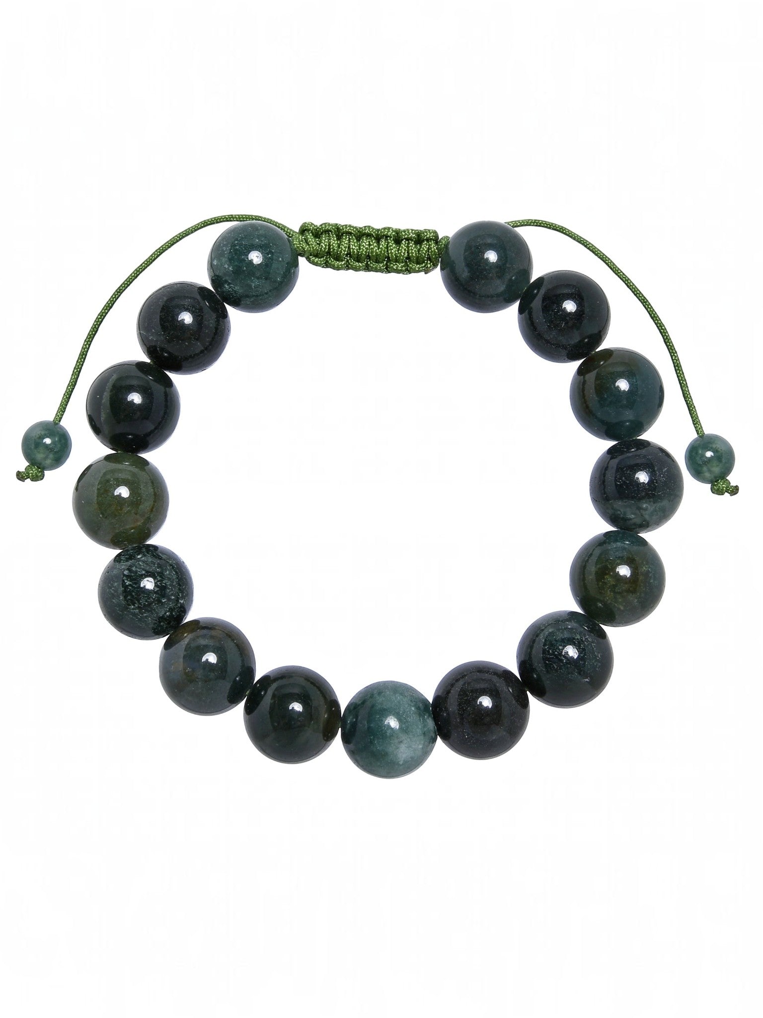 Moss Agate Stone Braided Bracelet B4131-12MM