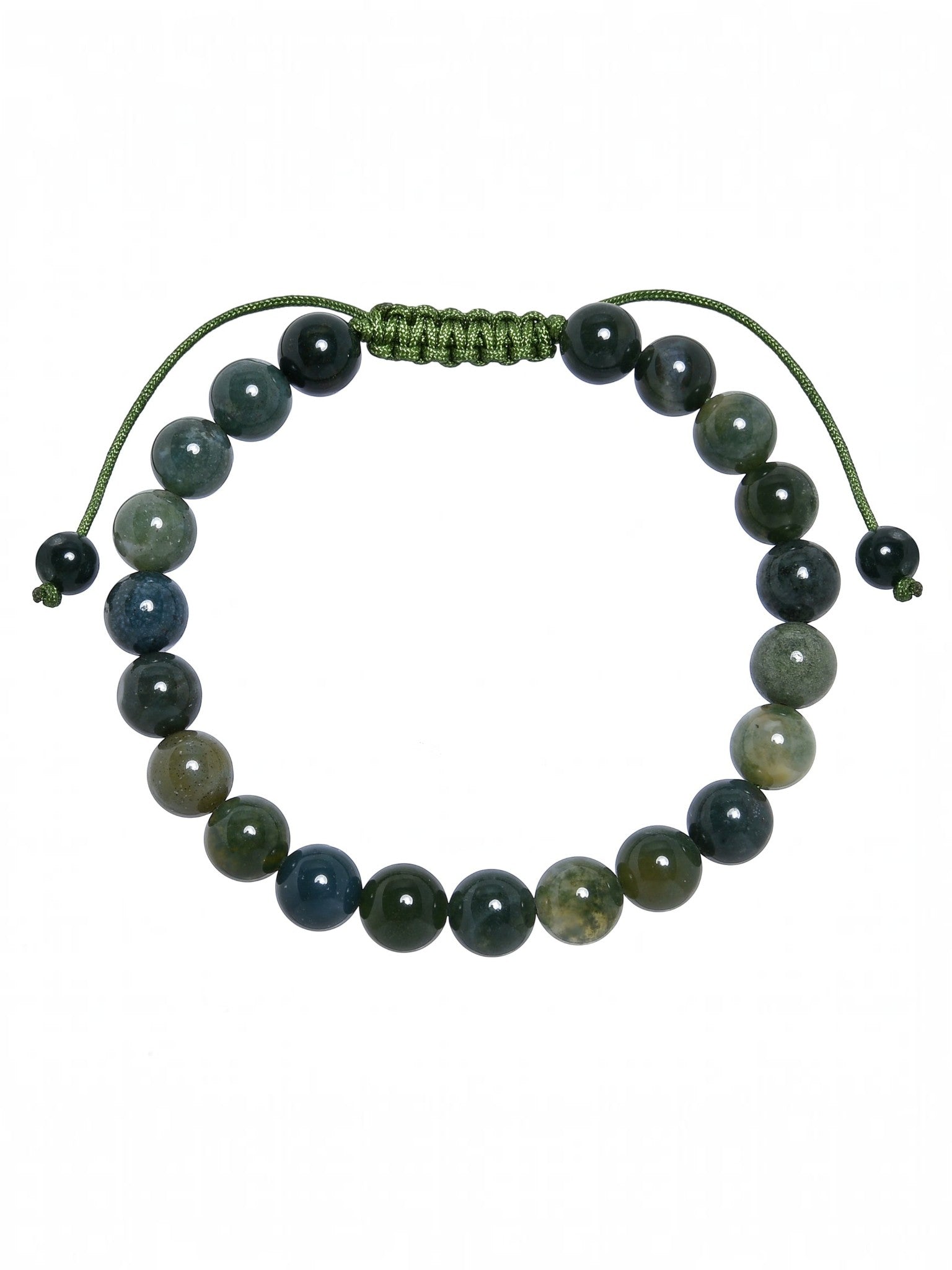 Moss Agate Stone Braided Bracelet B4131-8MM