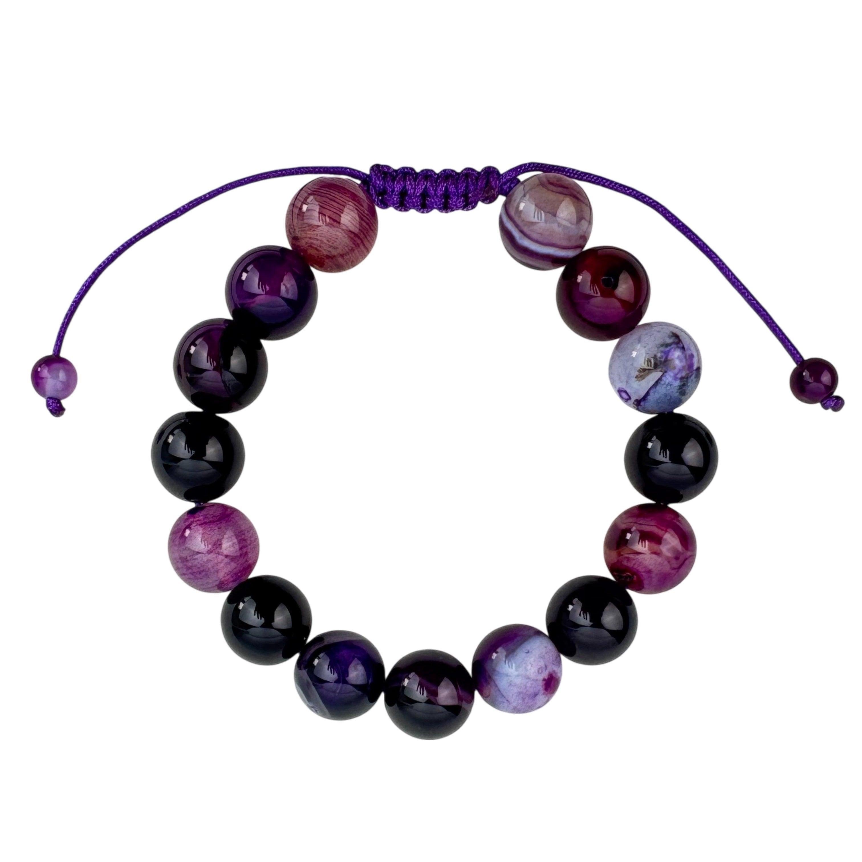 Purple Agate Stone Braided Bracelet B4149-12MM