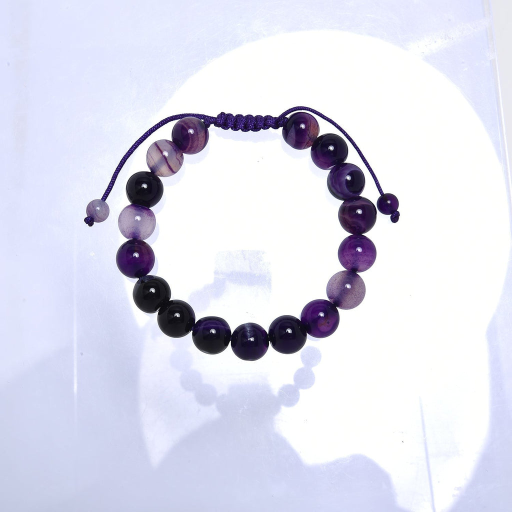 Purple Agate Stone Braided Bracelet B4149-12MM