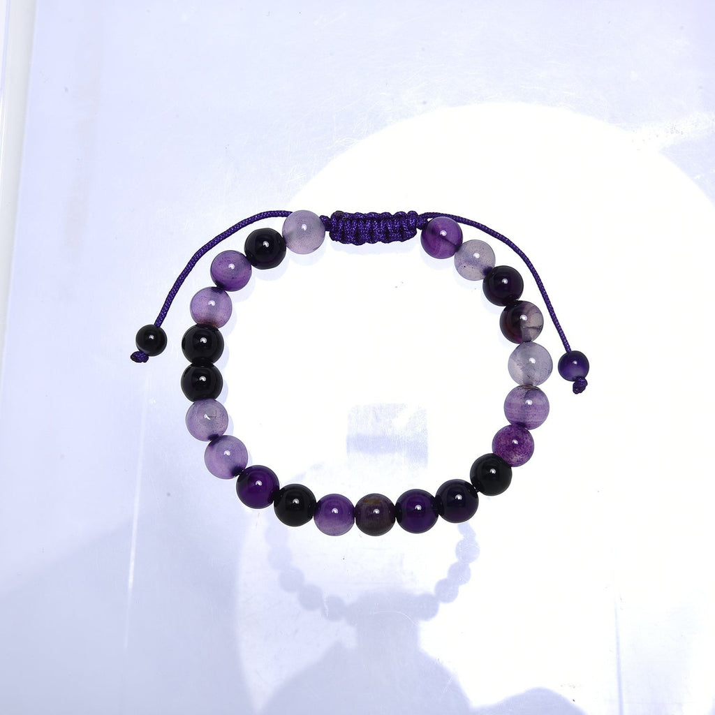 Purple Agate Stone Braided Bracelet B4149-12MM