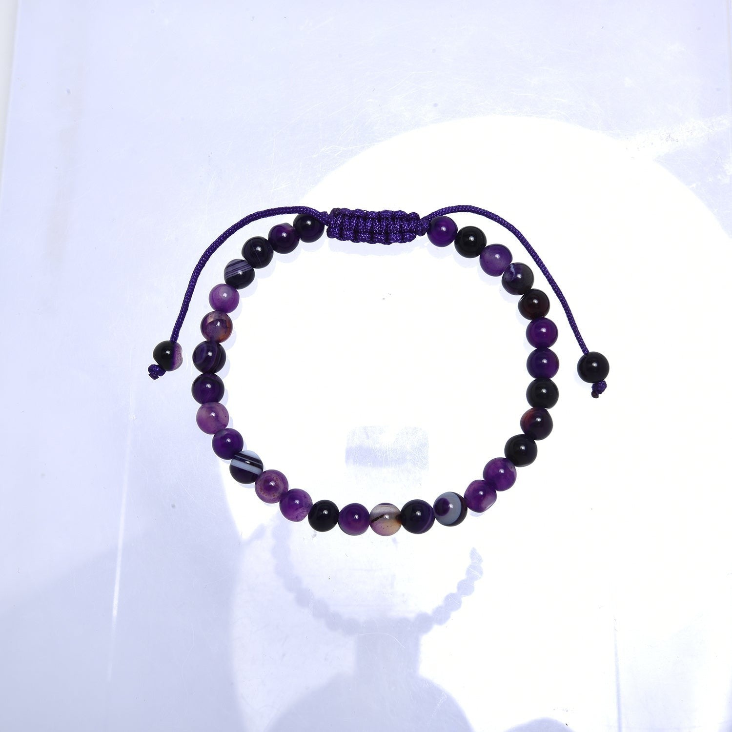 Purple Agate Stone Braided Bracelet B4149-12MM