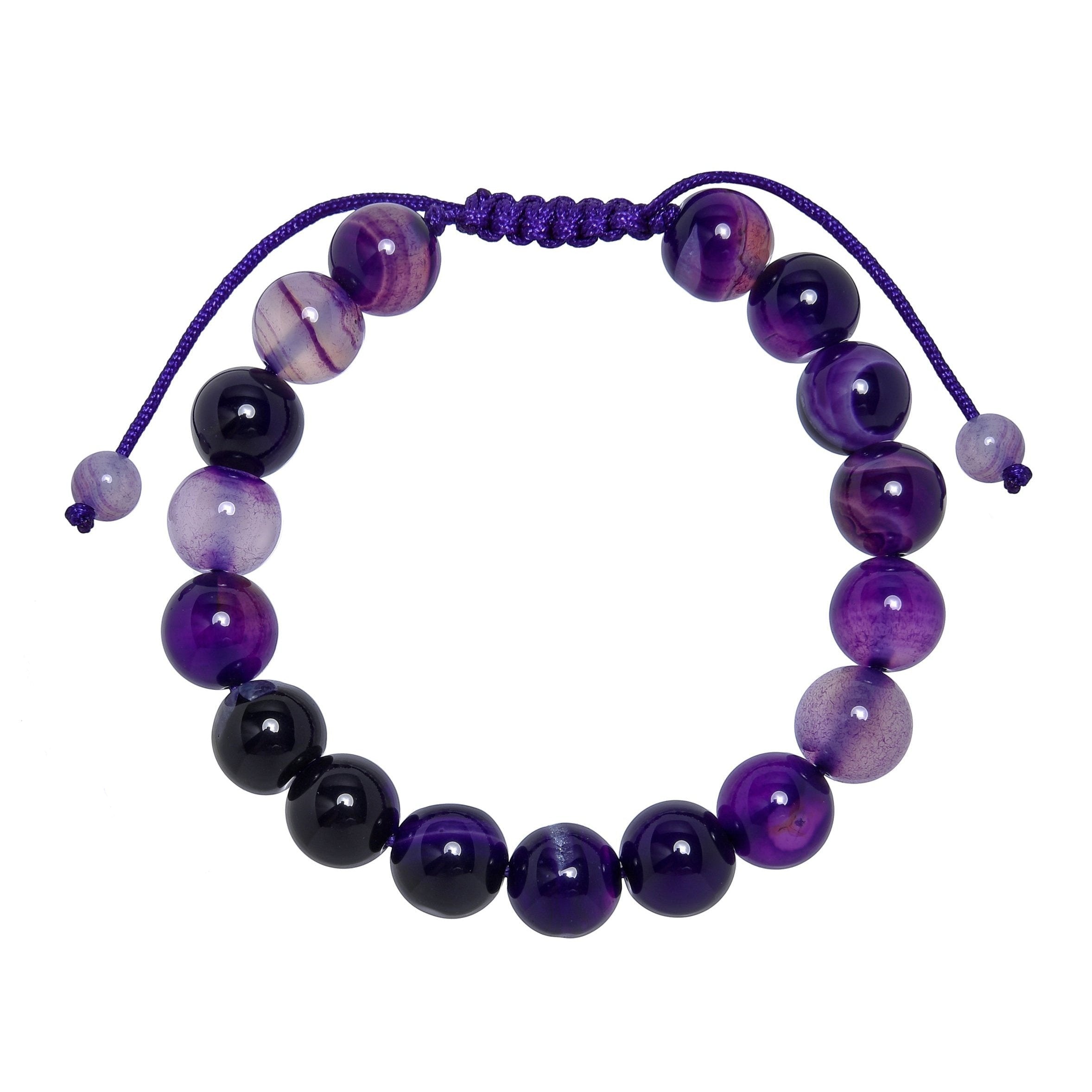 Purple Agate Stone Braided Bracelet B4149-12MM