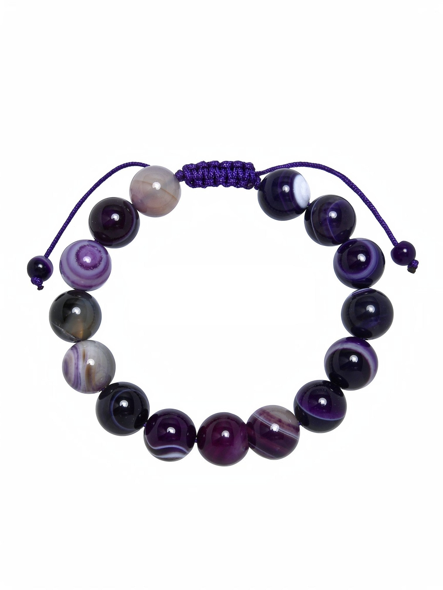 Purple Agate Stone Braided Bracelet B4149-12MM