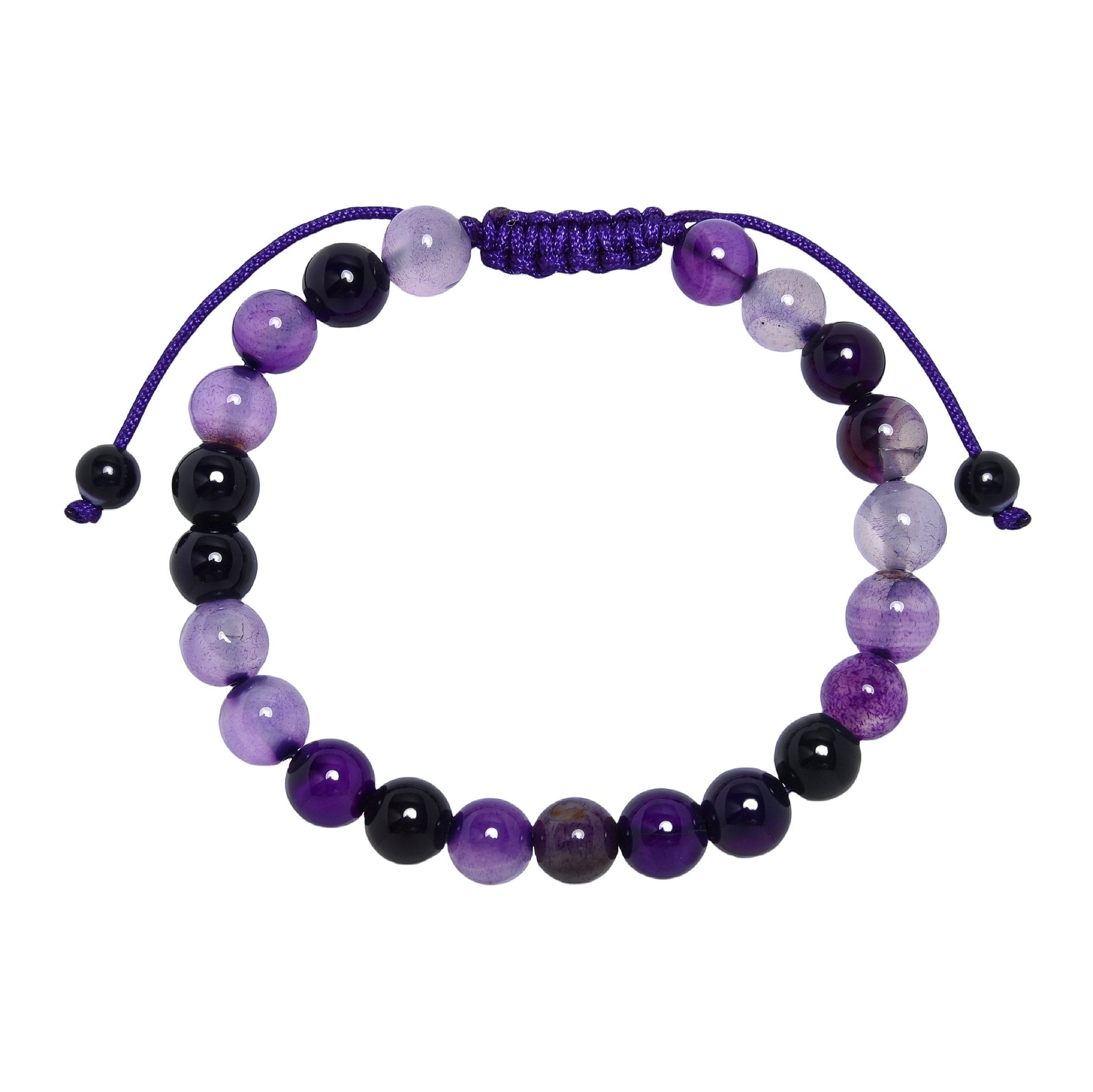Purple Agate Stone Braided Bracelet B4149-12MM