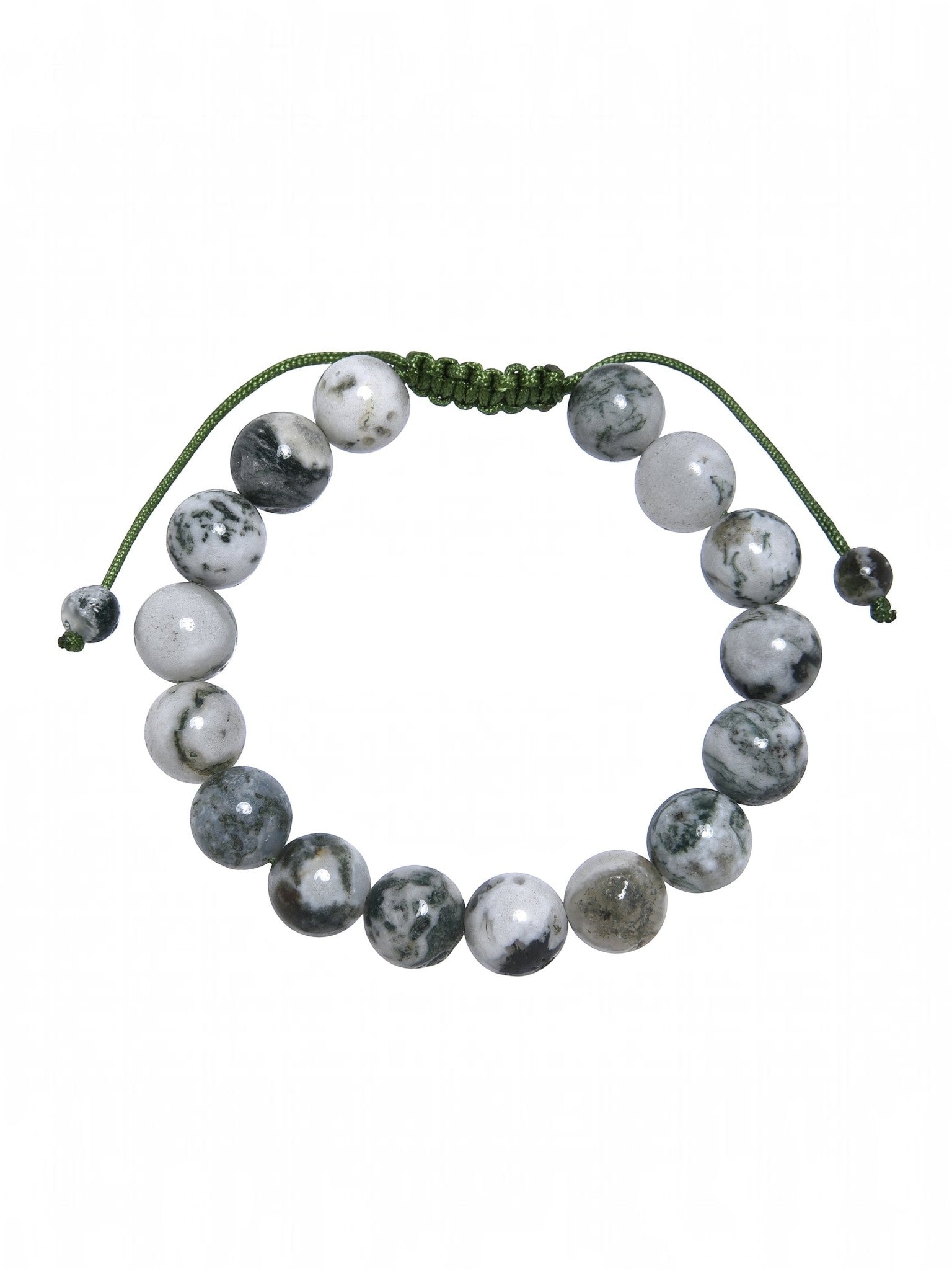 Tree Line Agate Stone Braided Bracelet B4150-10MM