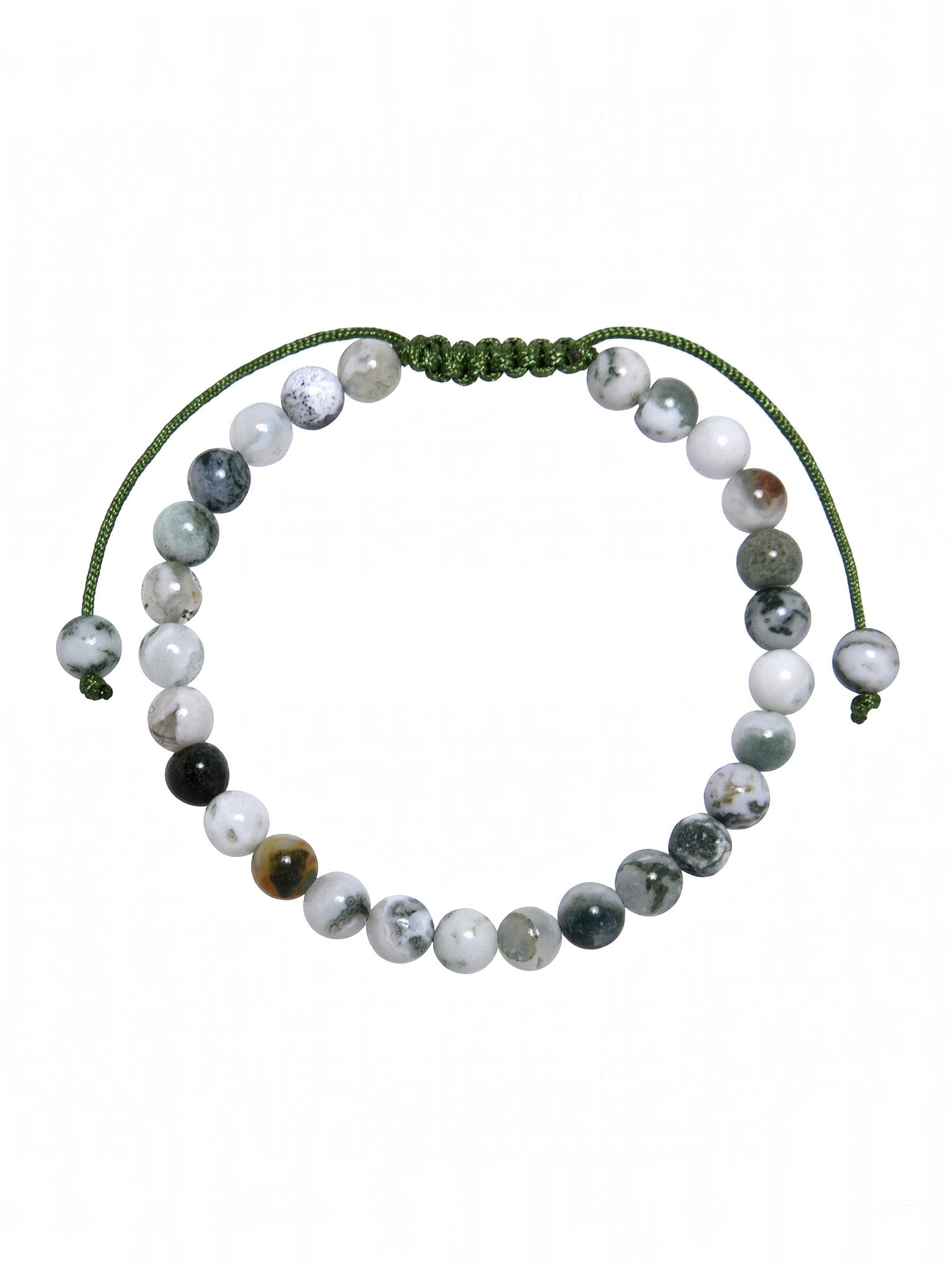 Tree Line Agate Stone Braided Bracelet B4150-6MM