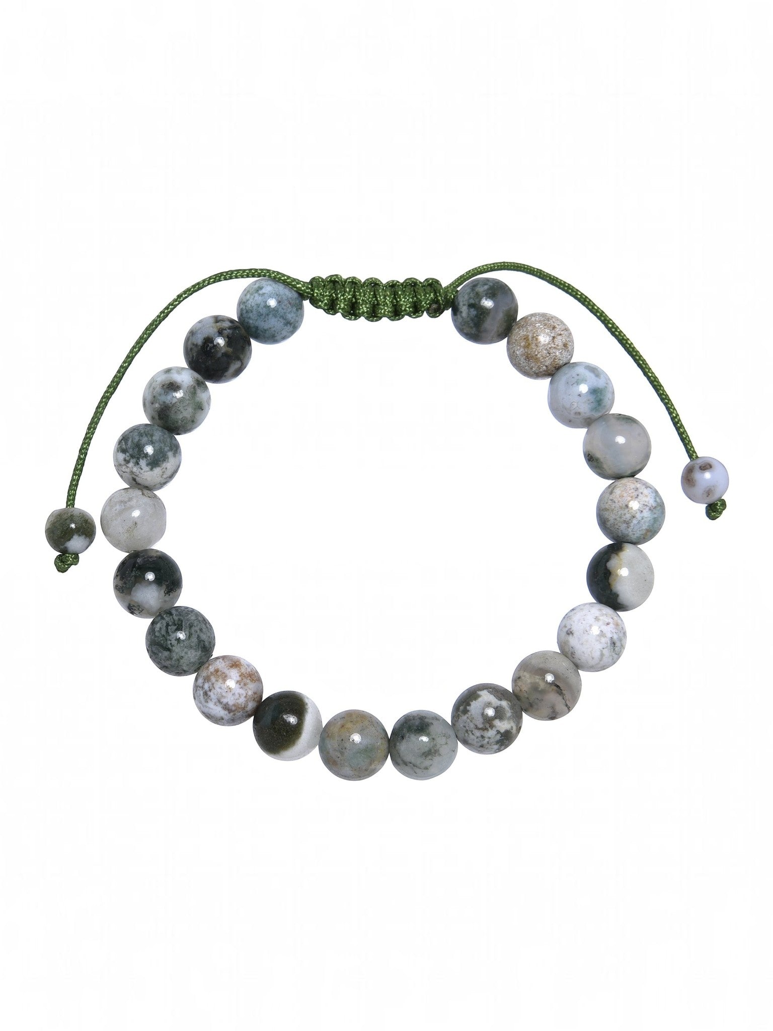 Tree Line Agate Stone Braided Bracelet B4150-8MM