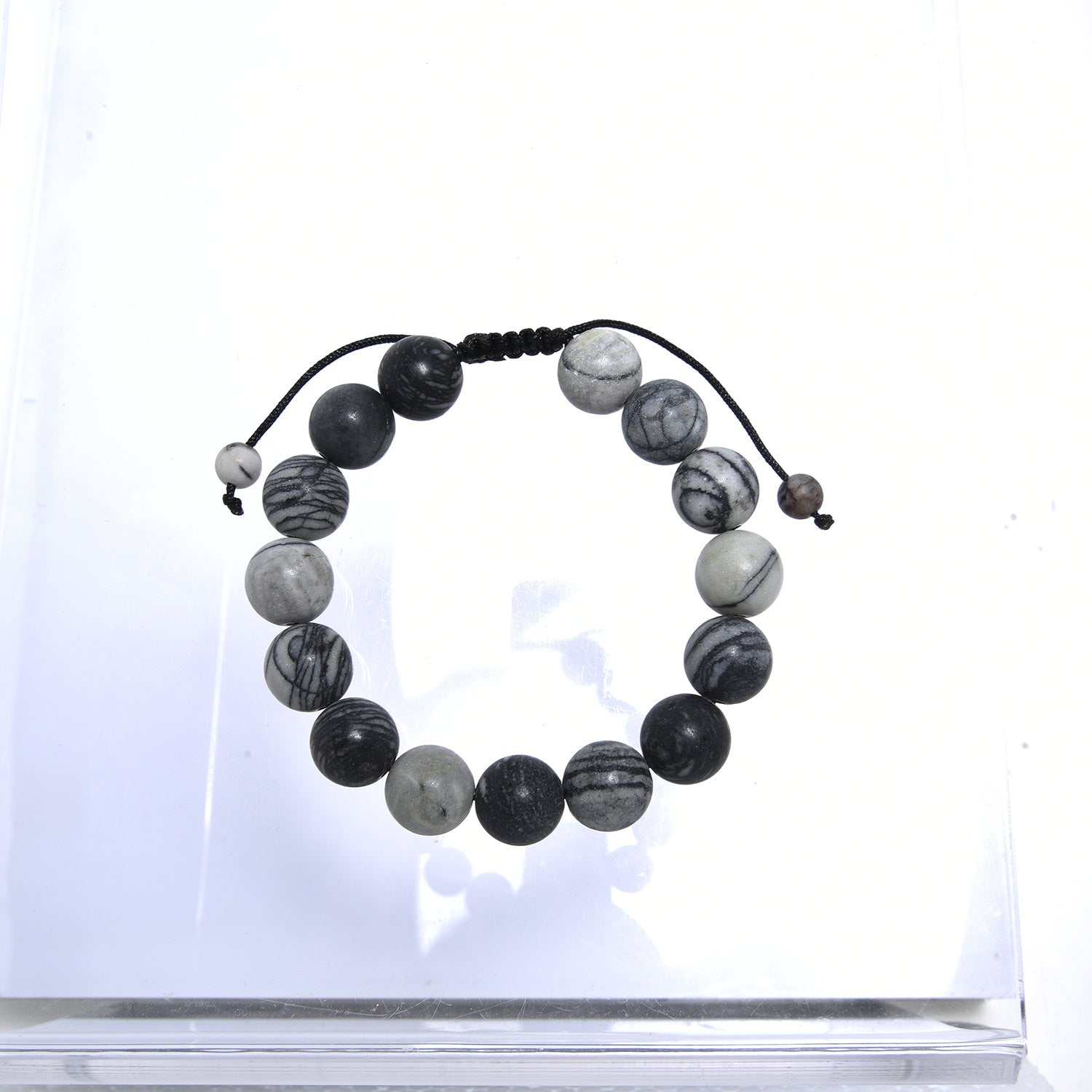 Black Network Stone-Matte Braided Bracelet B4153-10MM