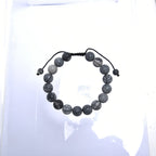 Black Network Stone-Matte Braided Bracelet B4153-8MM