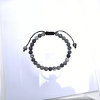 Black Network Stone-Matte Braided Bracelet B4153-10MM