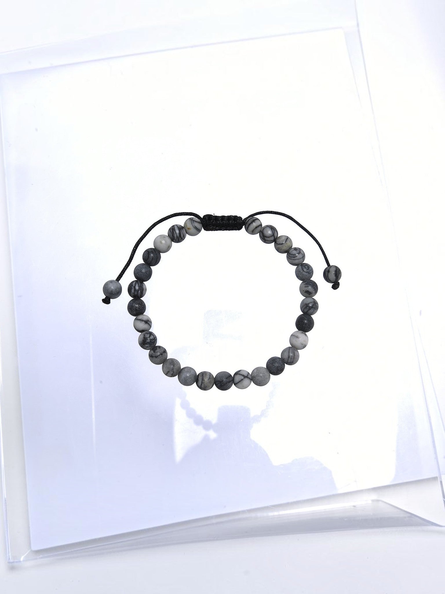 Black Network Stone-Matte Braided Bracelet B4153-10MM