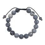 Black Network Stone-Matte Braided Bracelet B4153-12MM
