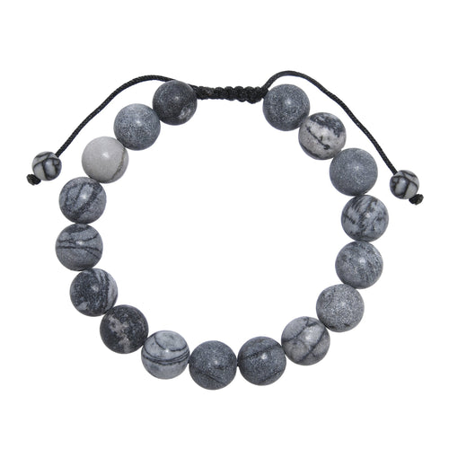 Black Network Stone-Matte Braided Bracelet B4153-10MM
