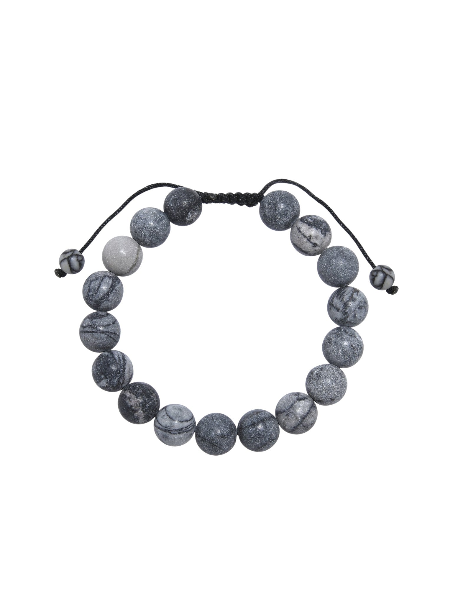 Black Network Stone-Matte Braided Bracelet B4153-10MM