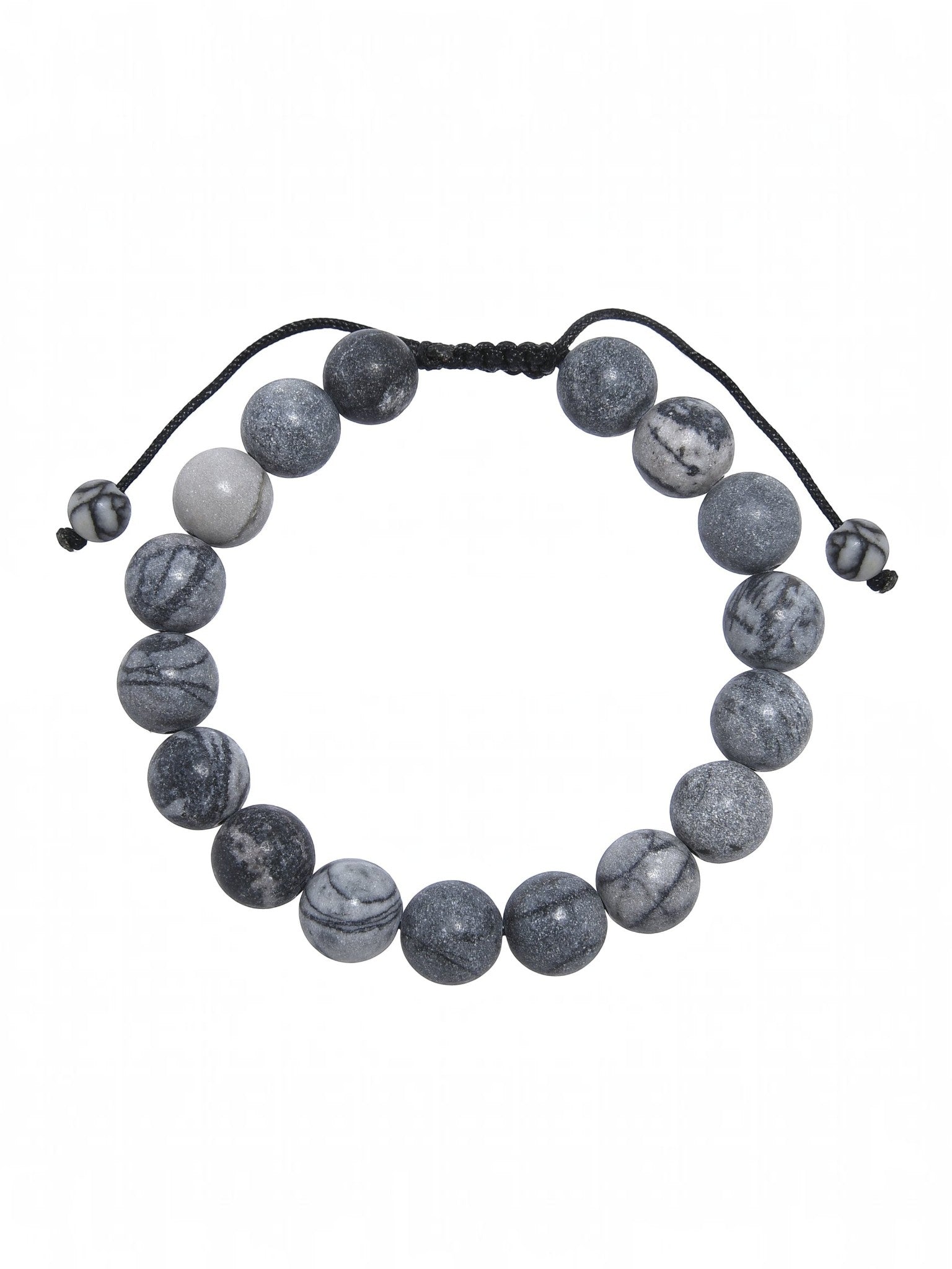 Black Network Stone-Matte Braided Bracelet B4153-6MM