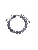 Black Network Stone-Matte Braided Bracelet B4153-12MM