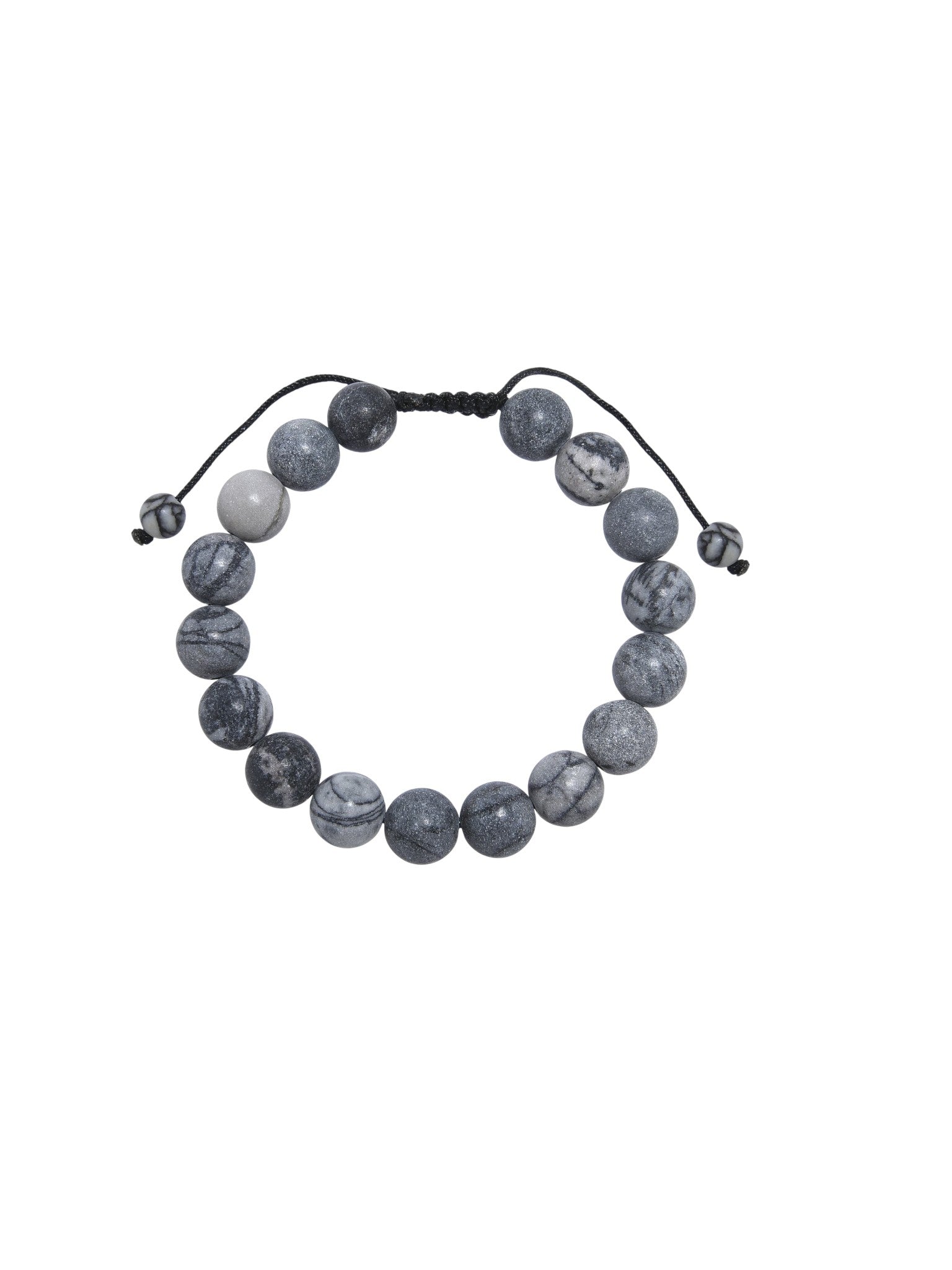 Black Network Stone-Matte Braided Bracelet B4153-12MM